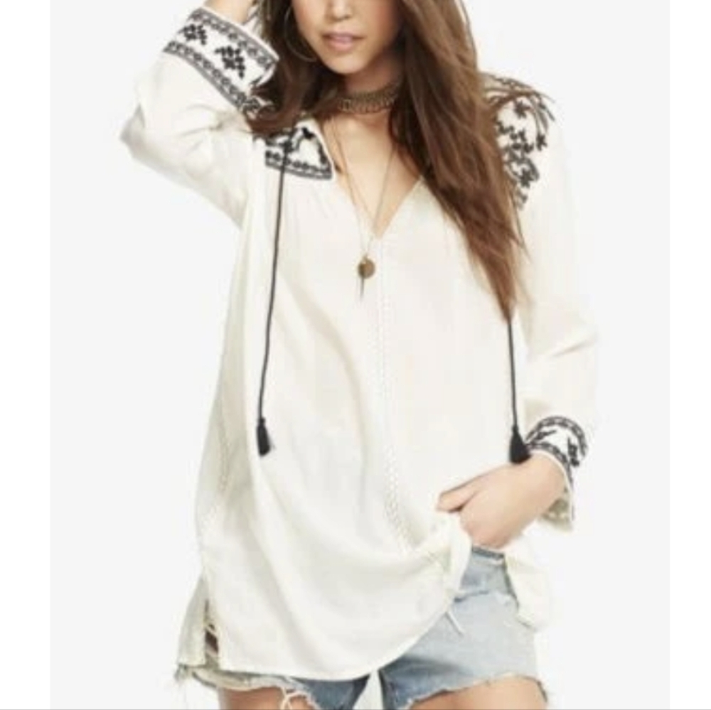 Denim & Supply Ralph Lauren Embroidered Gauze Tunic Antique Cream